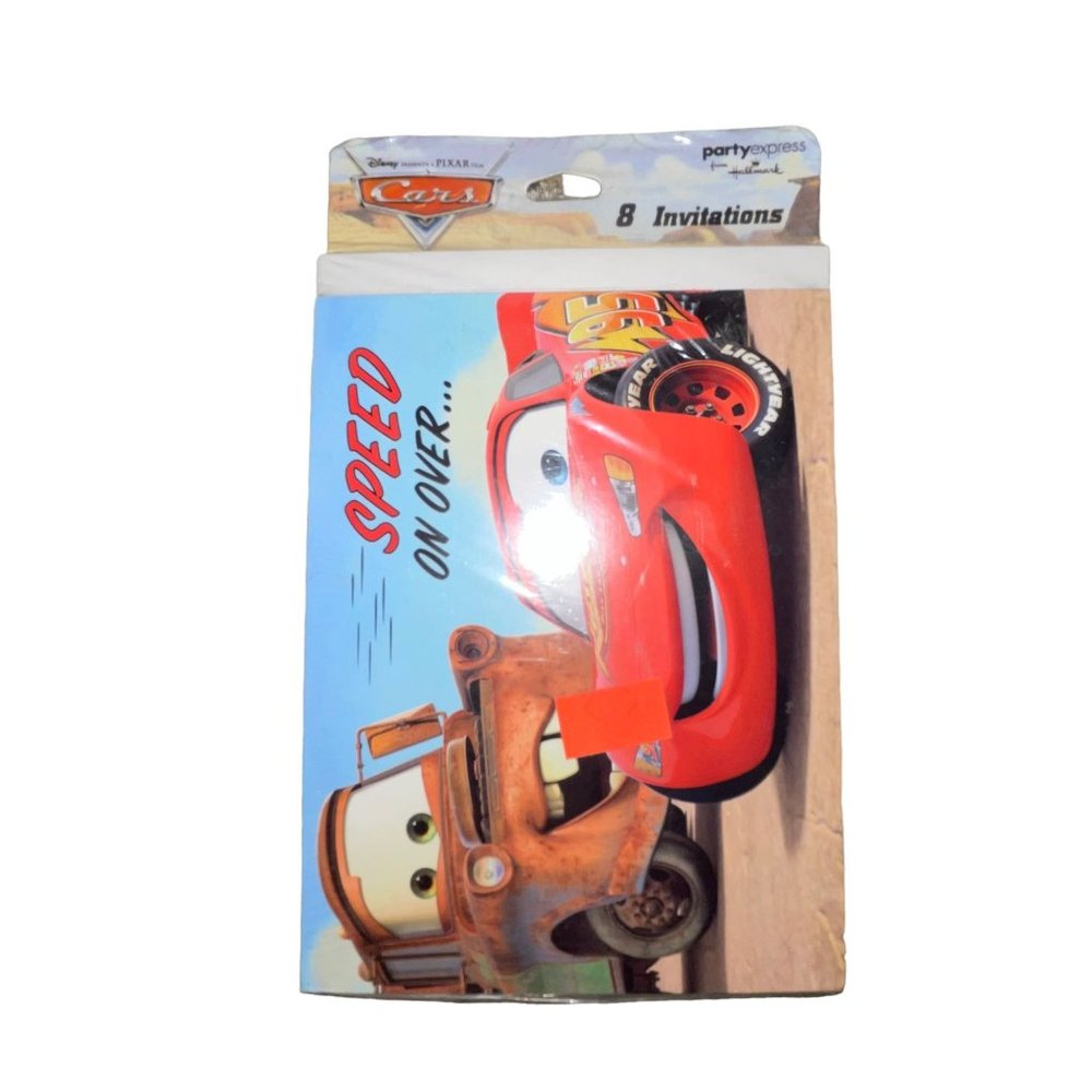 NIP Hallmark Disney Cars Birthday Party Invitations 8Ct Mater Lightning McQueen